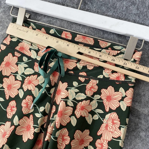 The Upside Leggings 4 Green Floral Poppy High Rise Drawstring Stretch - Picture 5 of 12